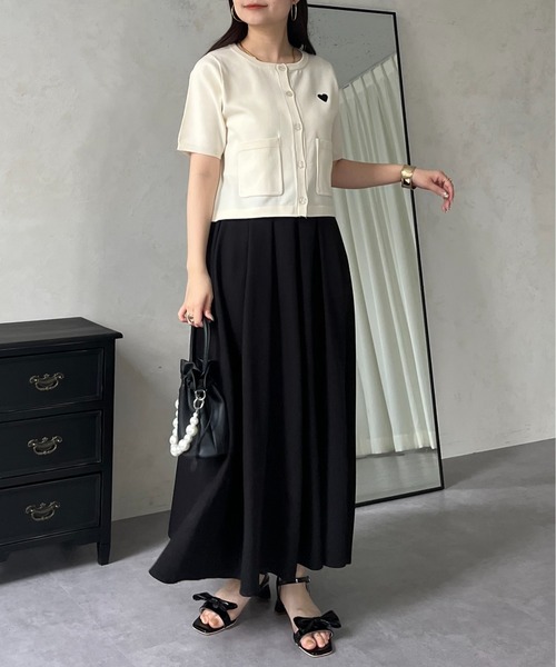 prose verse（プロズヴェール）の「ハート刺繍ハーフスリーブカーディガン（カーディガン/ボレロ・レディース・アイボリー/ブラック/ホワイト系その他・ﾌﾘ-）」の7枚目の写真