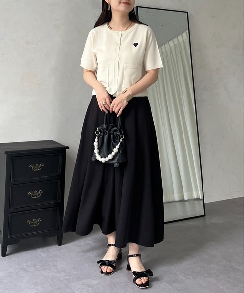 prose verse（プロズヴェール）の「ハート刺繍ハーフスリーブカーディガン（カーディガン/ボレロ・レディース・アイボリー/ブラック/ホワイト系その他・ﾌﾘ-）」の8枚目の写真