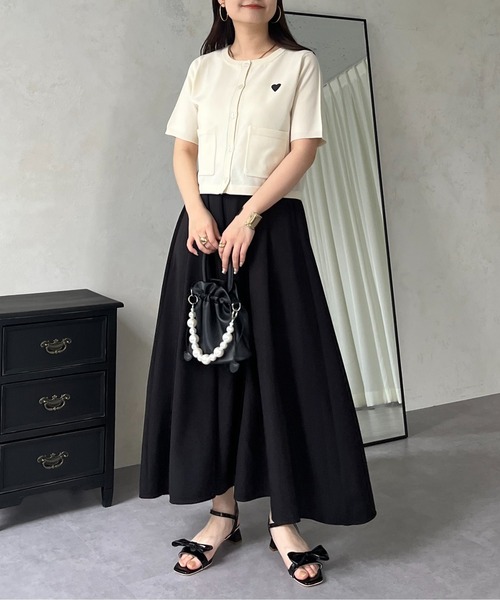 prose verse（プロズヴェール）の「ハート刺繍ハーフスリーブカーディガン（カーディガン/ボレロ・レディース・アイボリー/ブラック/ホワイト系その他・ﾌﾘ-）」の10枚目の写真