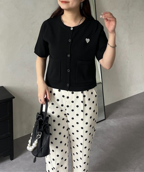 prose verse（プロズヴェール）の「ハート刺繍ハーフスリーブカーディガン（カーディガン/ボレロ・レディース・アイボリー/ブラック/ホワイト系その他・ﾌﾘ-）」の12枚目の写真