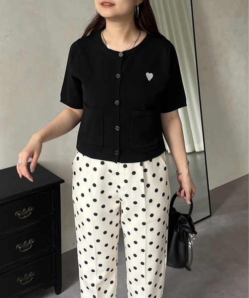 prose verse（プロズヴェール）の「ハート刺繍ハーフスリーブカーディガン（カーディガン/ボレロ・レディース・アイボリー/ブラック/ホワイト系その他・ﾌﾘ-）」の13枚目の写真