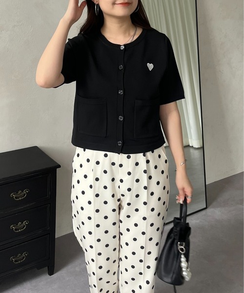 prose verse（プロズヴェール）の「ハート刺繍ハーフスリーブカーディガン（カーディガン/ボレロ・レディース・アイボリー/ブラック/ホワイト系その他・ﾌﾘ-）」の14枚目の写真