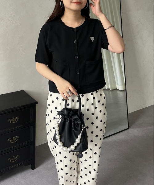 prose verse（プロズヴェール）の「ハート刺繍ハーフスリーブカーディガン（カーディガン/ボレロ・レディース・アイボリー/ブラック/ホワイト系その他・ﾌﾘ-）」の15枚目の写真