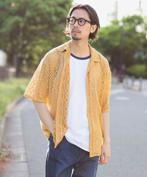 B:MING by BEAMS（ビーミングバイビームス）の「B:MING by BEAMS / レース オープンカラー シャツ（シャツ/ブラウス・メンズ・イエロー系その他5/ブラック・LARGE/MEDIUM/X-LARGE/SMALL）」の5枚目の写真