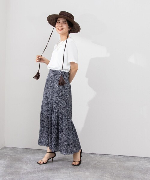 NOLLEY’S（ノーリーズ）の「小花プリントハイウエストギャザースカート（スカート・レディース・ブラック系その他/ブルー系その他・38/36）」の16枚目の写真