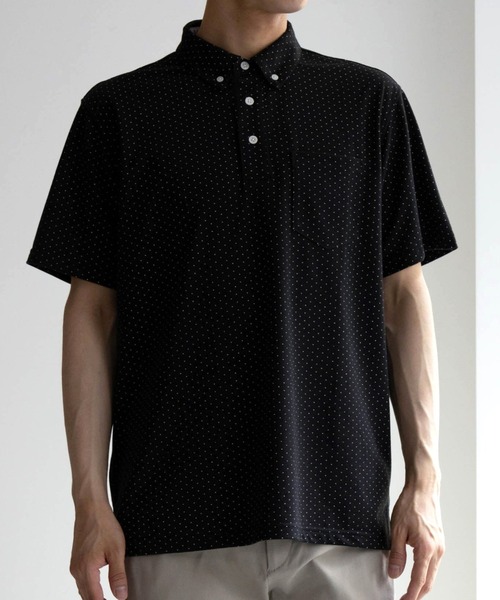 NAVY（ネイビー）の「総柄カノコポロシャツ（ポロシャツ・メンズ・ホワイト/ネイビー/グレー/ブラック・S/M/L/XL/XXL）」の2枚目の写真