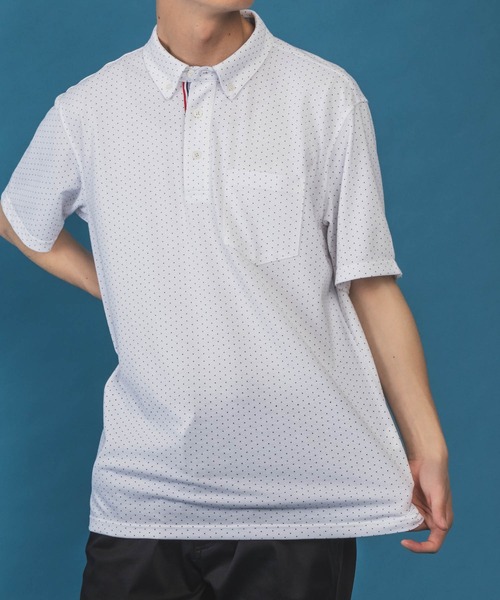 NAVY（ネイビー）の「総柄カノコポロシャツ（ポロシャツ・メンズ・ホワイト/ネイビー/グレー/ブラック・S/M/L/XL/XXL）」の17枚目の写真