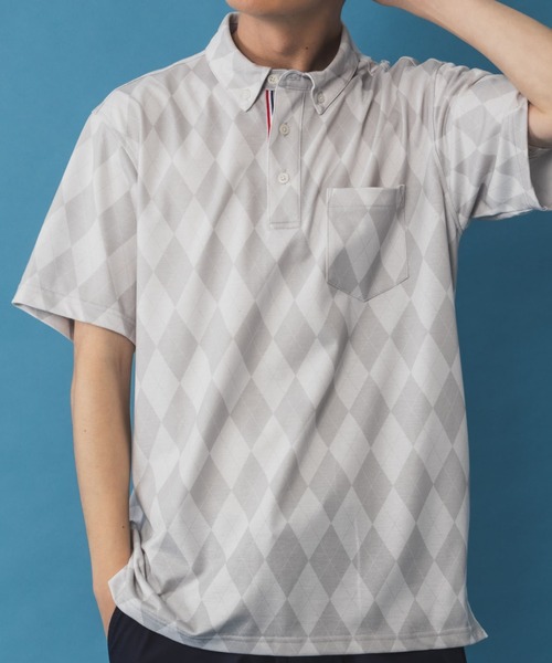 NAVY（ネイビー）の「総柄カノコポロシャツ（ポロシャツ・メンズ・ホワイト/ネイビー/グレー/ブラック・S/M/L/XL/XXL）」の21枚目の写真