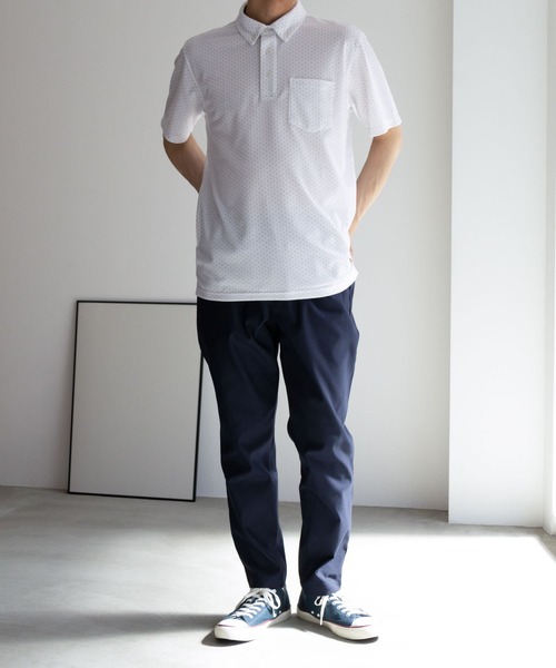 NAVY（ネイビー）の「総柄カノコポロシャツ（ポロシャツ・メンズ・ホワイト/ネイビー/グレー/ブラック・S/M/L/XL/XXL）」の6枚目の写真