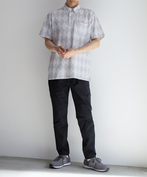 NAVY（ネイビー）の「総柄カノコポロシャツ（ポロシャツ・メンズ・ホワイト/ネイビー/グレー/ブラック・S/M/L/XL/XXL）」の8枚目の写真