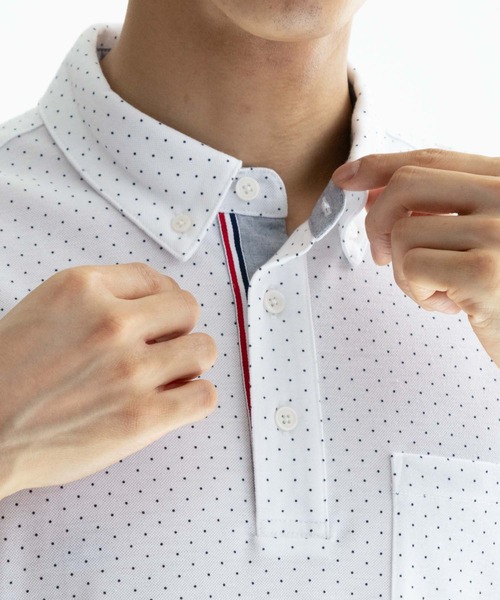 NAVY（ネイビー）の「総柄カノコポロシャツ（ポロシャツ・メンズ・ホワイト/ネイビー/グレー/ブラック・S/M/L/XL/XXL）」の12枚目の写真