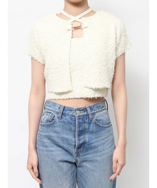 jouetie(ジュエティ)の「ハーフスリーブアンサンブルニット(アンサンブル・レディース・ブラック/オフホワイト/レッド・MEDIUM)」の19枚目の写真