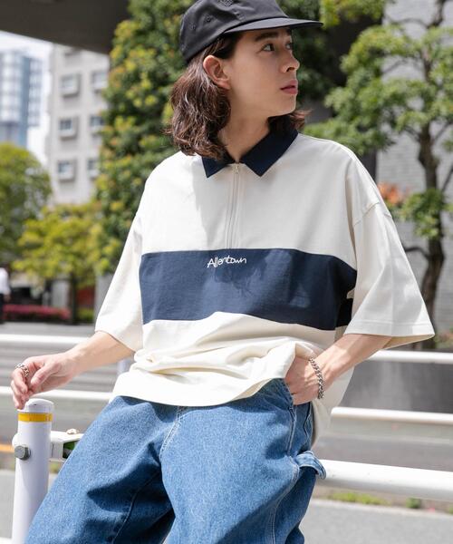 WEGO(ウィゴー)の「WEGO/ワンポイントカラーブロックプルオーバー(Tシャツ/カットソー・メンズ・オフホワイト/ライトグレー・MEDIUM/LARGE)」の1枚目の写真
