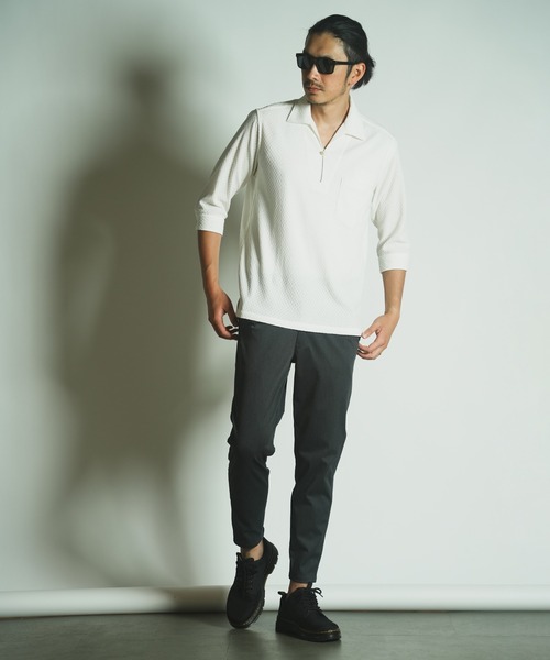 RATTLE TRAP（ラトルトラップ）の「ダイヤ柄シャーリング七分袖スキッパーシャツ（シャツ/ブラウス・メンズ・ブラック/ホワイト/ベージュ・LL/L/M）」の10枚目の写真