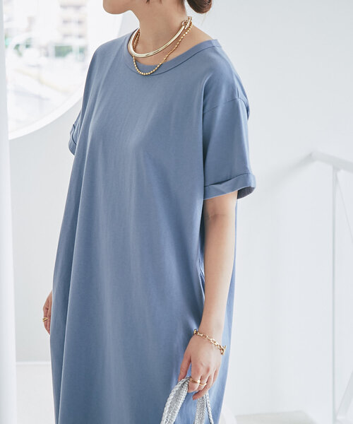un dix cors(アンディコール)の「《リラクシーな着心地・二の腕カバー◎》レースアップカットワンピース(ワンピース・レディース・ピンク/ブラック/ブルー・FREE/S)」の16枚目の写真
