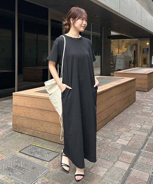 un dix cors(アンディコール)の「《リラクシーな着心地・二の腕カバー◎》レースアップカットワンピース(ワンピース・レディース・ピンク/ブラック/ブルー・FREE/S)」の4枚目の写真