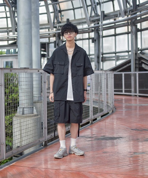 INTERPLAY（インタープレイ）の「【INTERPLAY x たいが】ビッグ ポケット スナップ オープンカラー 半袖シャツ（シャツ/ブラウス・メンズ・ブラック/カーキ/ベージュ・FREE）」の8枚目の写真