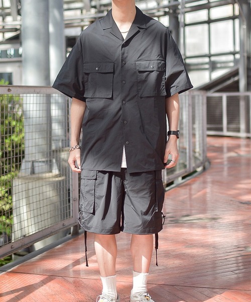 INTERPLAY（インタープレイ）の「【INTERPLAY x たいが】ビッグ ポケット スナップ オープンカラー 半袖シャツ（シャツ/ブラウス・メンズ・ブラック/カーキ/ベージュ・FREE）」の12枚目の写真