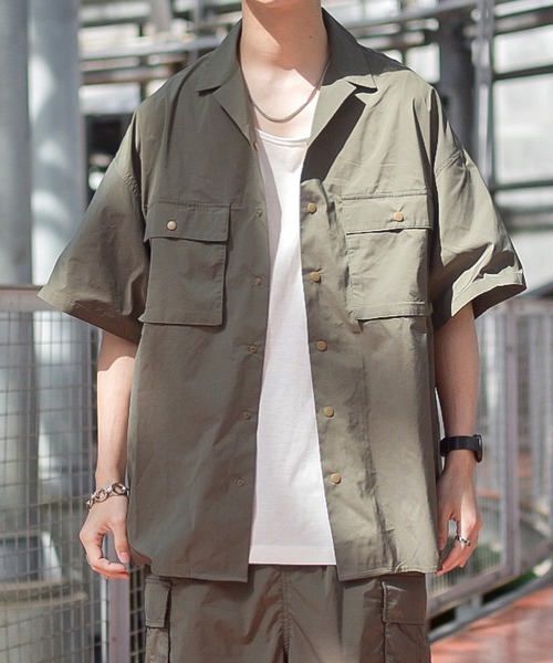 INTERPLAY（インタープレイ）の「【INTERPLAY x たいが】ビッグ ポケット スナップ オープンカラー 半袖シャツ（シャツ/ブラウス・メンズ・ブラック/カーキ/ベージュ・FREE）」の18枚目の写真