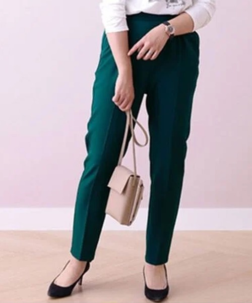BELLUNA PLUS(ベルーナ)の「サラサラ美脚テーパードパンツ60丈(その他パンツ・レディース・ピンク/グリーン/ネイビー/コーラル/チャコール/アイボリー/ブルーグリーン/ブラック/ブルー/ローズ/オリーブ・SMALL/MEDIUM/LARGE/X-LARGE)」の8枚目の写真