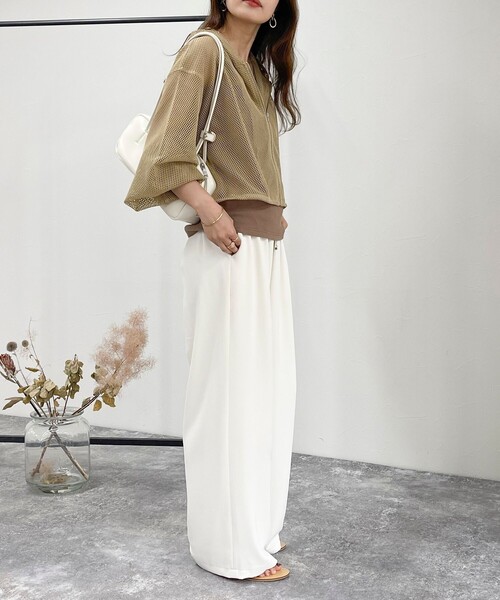 fredy emue（フレディエミュ）の「メッシュパーカー＋タンクトップセット（パーカー・レディース・ブラック/オフホワイト/ベージュ・38）」の19枚目の写真