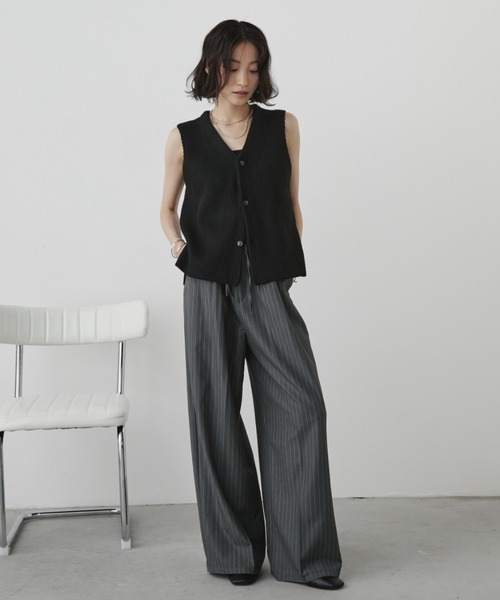 Aunt Marie's(アントマリーズ)の「ミックスニットベスト(ベスト・レディース・ブラック/アイボリー/グレー/テラコッタ・FREE)」の10枚目の写真