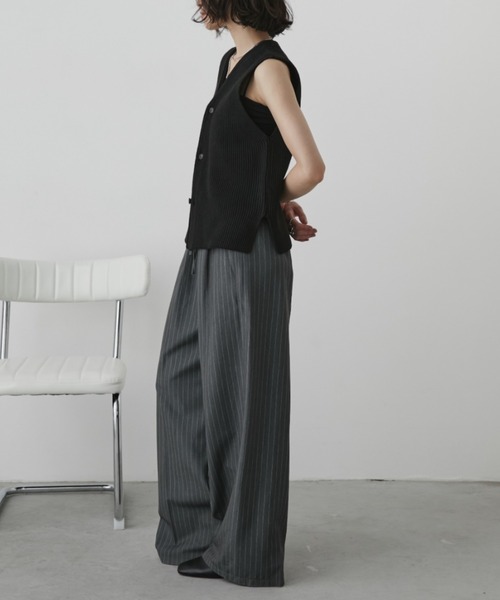 Aunt Marie's(アントマリーズ)の「ミックスニットベスト(ベスト・レディース・ブラック/アイボリー/グレー/テラコッタ・FREE)」の8枚目の写真