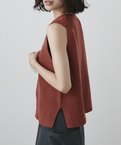 Aunt Marie's(アントマリーズ)の「ミックスニットベスト(ベスト・レディース・ブラック/アイボリー/グレー/テラコッタ・FREE)」の15枚目の写真