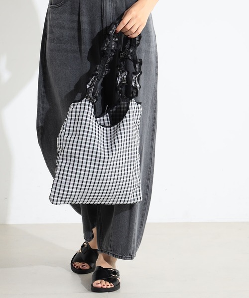 FOUND GOOD（ファウンドグッド）の「フリフリトート（トートバッグ・レディース・ブルー系2/ブラック/ピンク系2/グリーン系2・FREE）」の2枚目の写真