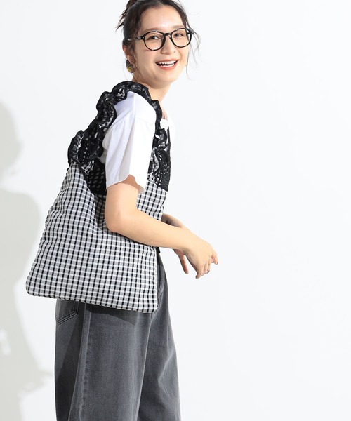 FOUND GOOD（ファウンドグッド）の「フリフリトート（トートバッグ・レディース・ブルー系2/ブラック/ピンク系2/グリーン系2・FREE）」の6枚目の写真