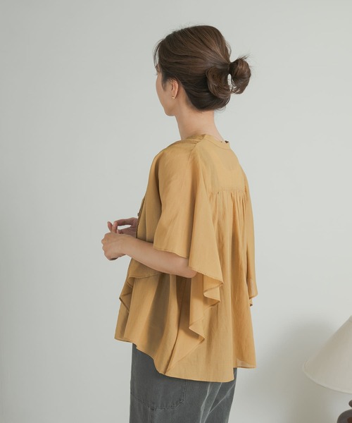 アドミラル♡2024FW【新品】フロントピンタックフレアスリーブシャツ ピンタックワイドスリーブシャツ M L 【メール便対応不可
