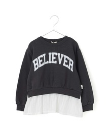 MAKE YOUR DAY | フリル付きBELIEVERロゴファミリー裏毛トレーナー■80～140cm(スウェット)