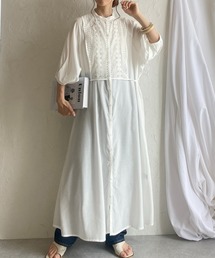 She's Closet（シーズクローゼット）の「レースビスチェドッキングウエストマーク半袖Aラインフレアロング丈シャツワンピース（シャツワンピース）」