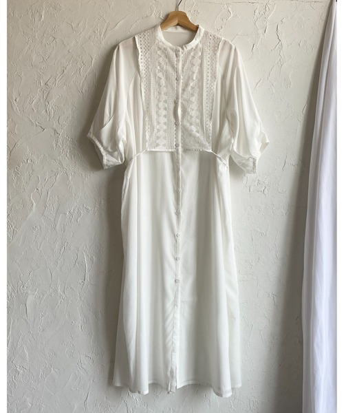 She's Closet（シーズクローゼット）の「レースビスチェドッキングウエストマーク半袖Aラインフレアロング丈シャツワンピース（シャツワンピース・レディース・グレー/ホワイト/ブラック・FREE）」の22枚目の写真