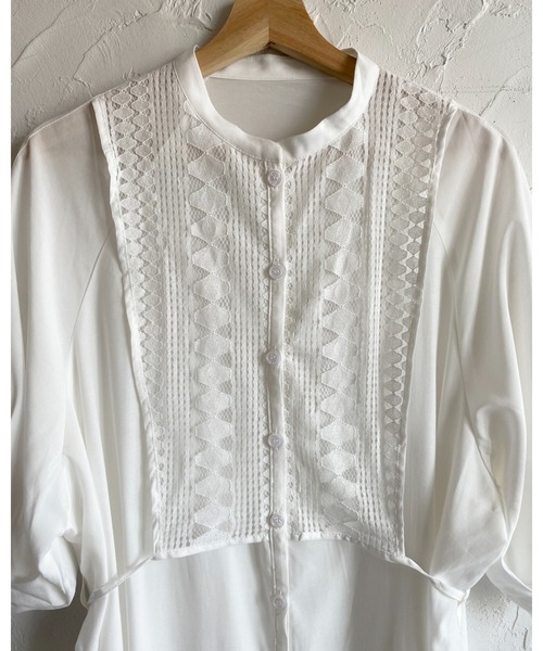 She's Closet（シーズクローゼット）の「レースビスチェドッキングウエストマーク半袖Aラインフレアロング丈シャツワンピース（シャツワンピース・レディース・グレー/ホワイト/ブラック・FREE）」の20枚目の写真