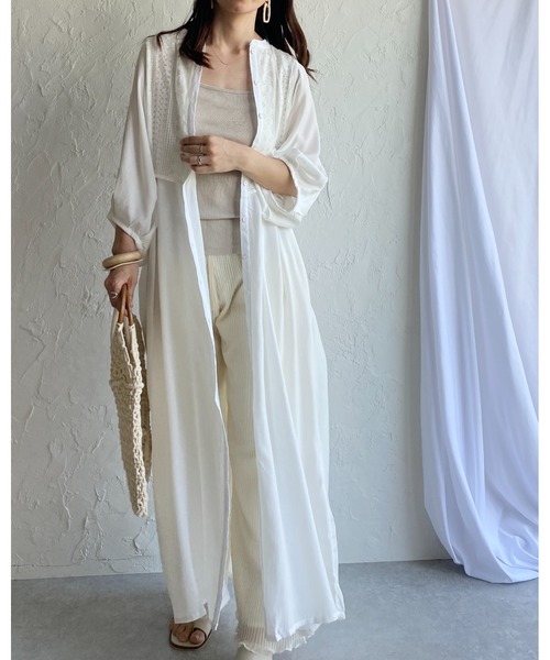 She's Closet（シーズクローゼット）の「レースビスチェドッキングウエストマーク半袖Aラインフレアロング丈シャツワンピース（シャツワンピース・レディース・グレー/ホワイト/ブラック・FREE）」の13枚目の写真