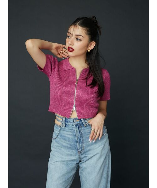 EVRIS（エヴリス）の「ラメWZIPニット（ニット/セーター・レディース・ブラック/グレー/ブルー/ピンク・FREE）」の11枚目の写真