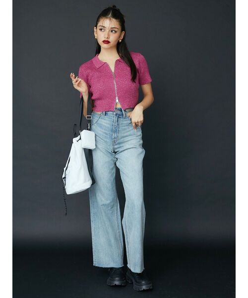 EVRIS（エヴリス）の「ラメWZIPニット（ニット/セーター・レディース・ブラック/グレー/ブルー/ピンク・FREE）」の10枚目の写真