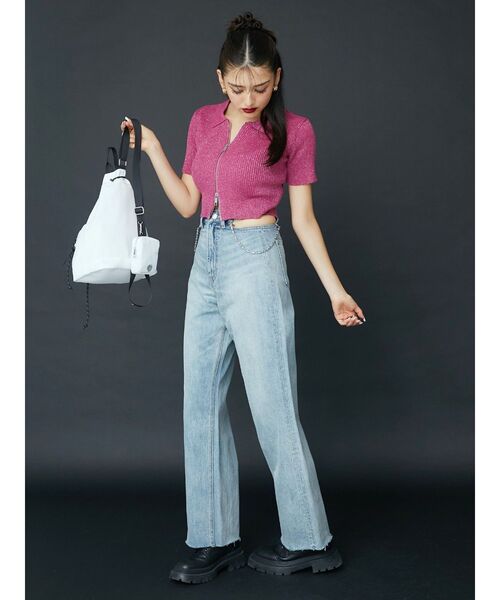 EVRIS（エヴリス）の「ラメWZIPニット（ニット/セーター・レディース・ブラック/グレー/ブルー/ピンク・FREE）」の9枚目の写真