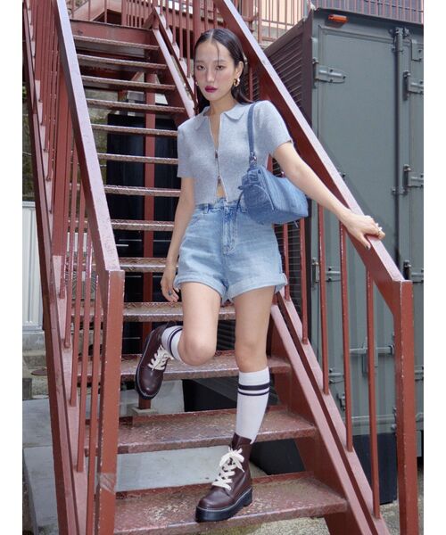 EVRIS（エヴリス）の「ラメWZIPニット（ニット/セーター・レディース・ブラック/グレー/ブルー/ピンク・FREE）」の7枚目の写真