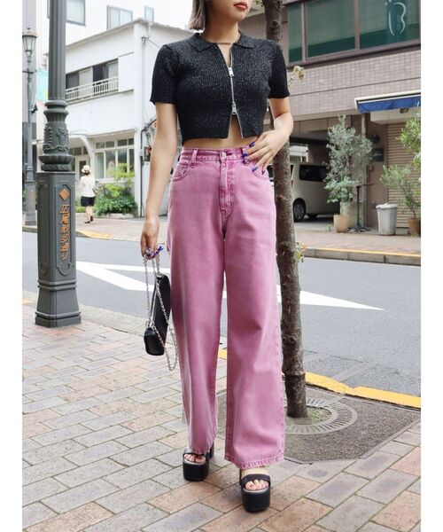 EVRIS（エヴリス）の「ラメWZIPニット（ニット/セーター・レディース・ブラック/グレー/ブルー/ピンク・FREE）」の5枚目の写真