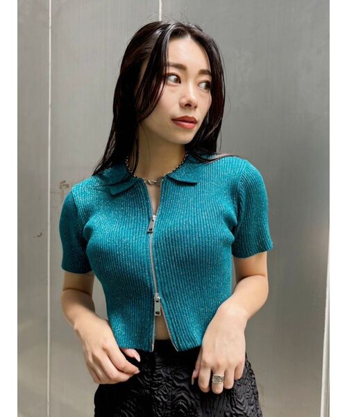 EVRIS（エヴリス）の「ラメWZIPニット（ニット/セーター・レディース・ブラック/グレー/ブルー/ピンク・FREE）」の21枚目の写真