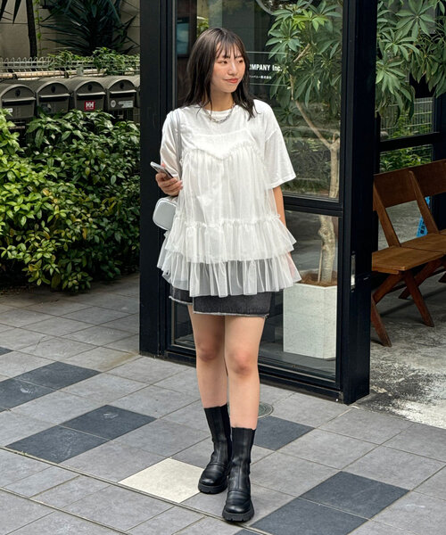 チュールビスチェドッキングオーバーTEE（Tシャツ/カットソー