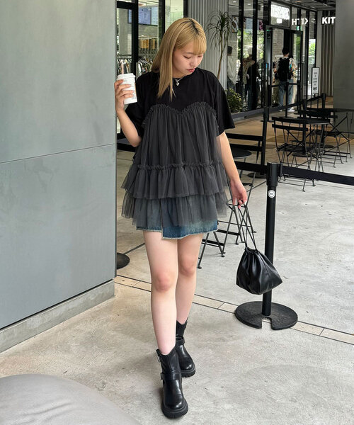 チュールビスチェドッキングオーバーTEE（Tシャツ/カットソー