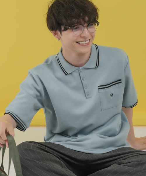 MUHET（ミュエータ）の「ライン入りカノコポロシャツ（ポロシャツ・レディース・ブラック/ライトブルー/ネイビー/カーキ・MEDIUM/X-LARGE）」の3枚目の写真