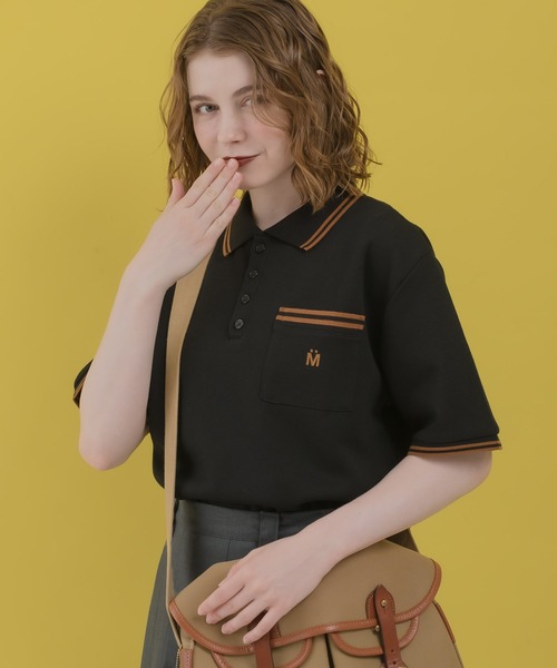 MUHET（ミュエータ）の「ライン入りカノコポロシャツ（ポロシャツ・レディース・ブラック/ライトブルー/ネイビー/カーキ・MEDIUM/X-LARGE）」の9枚目の写真