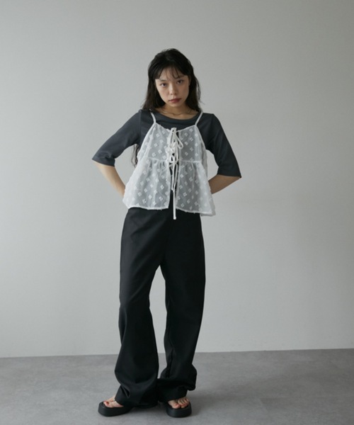 DRWCYS(ドロシーズ)の「フラワーシアートップス(キャミソール・レディース・ブラック/ホワイト・FREE)」の9枚目の写真