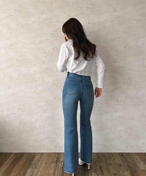 favclo.（ファブクロ）の「rhinestone denim pants / ラインストーンデニムパンツ（デニムパンツ・レディース・ライトブルー・LARGE/SMALL）」の9枚目の写真