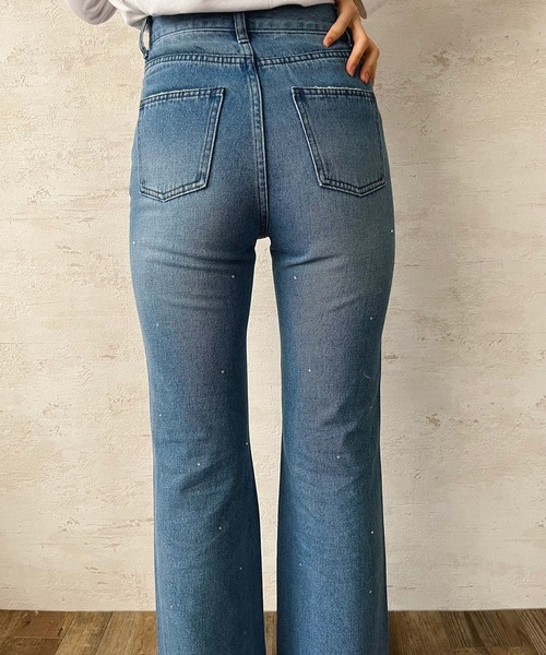 favclo.（ファブクロ）の「rhinestone denim pants / ラインストーンデニムパンツ（デニムパンツ・レディース・ライトブルー・LARGE/SMALL）」の7枚目の写真