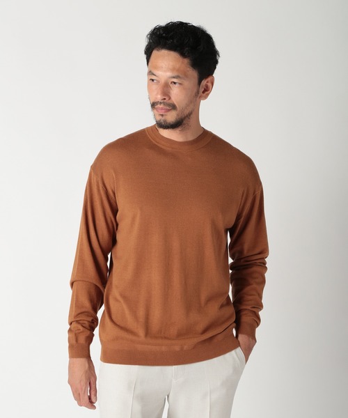 MEN'S BIGI(メンズビギ)の「16Gハイゲージクルーニットソー(ニット/セーター・メンズ・ブラウン/ベージュ/ブルー/ブラック・01/02/03/04)」の6枚目の写真